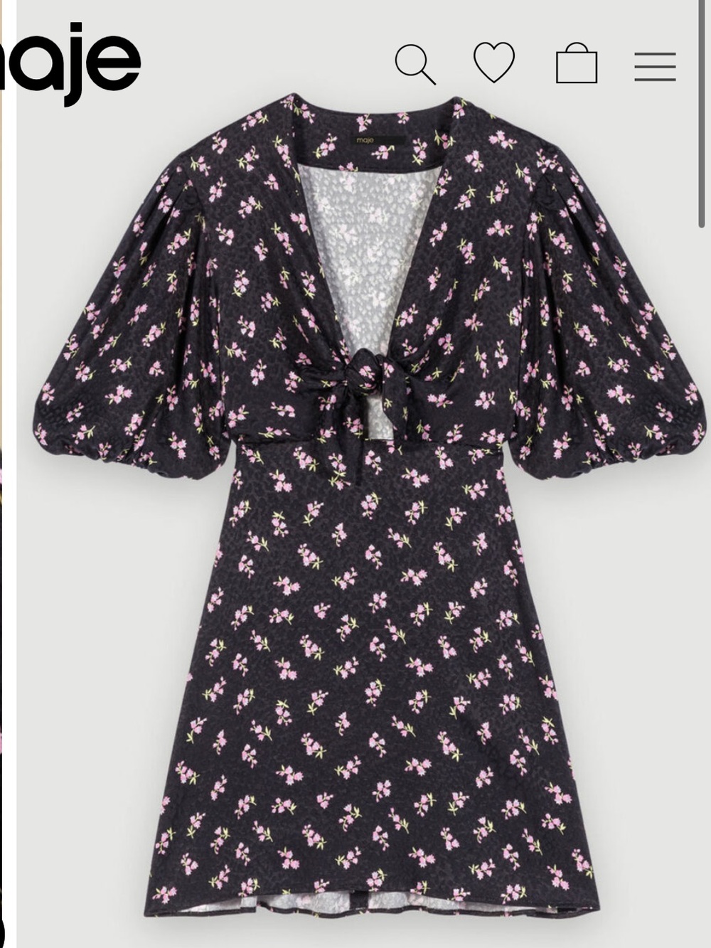 maje short printed bow dress - size 40 - NWT